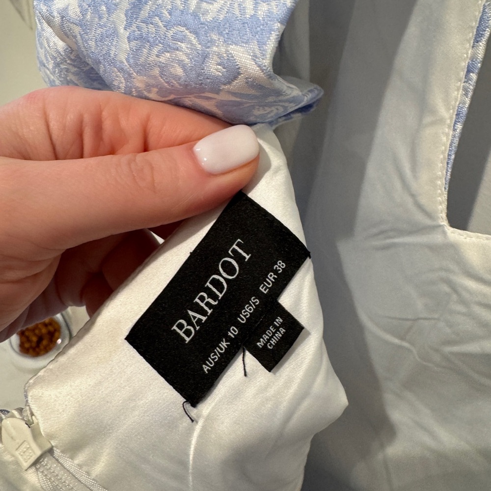 Bardot Light Blue Puff Sleeve Mini Dress - Picture 6 of 7